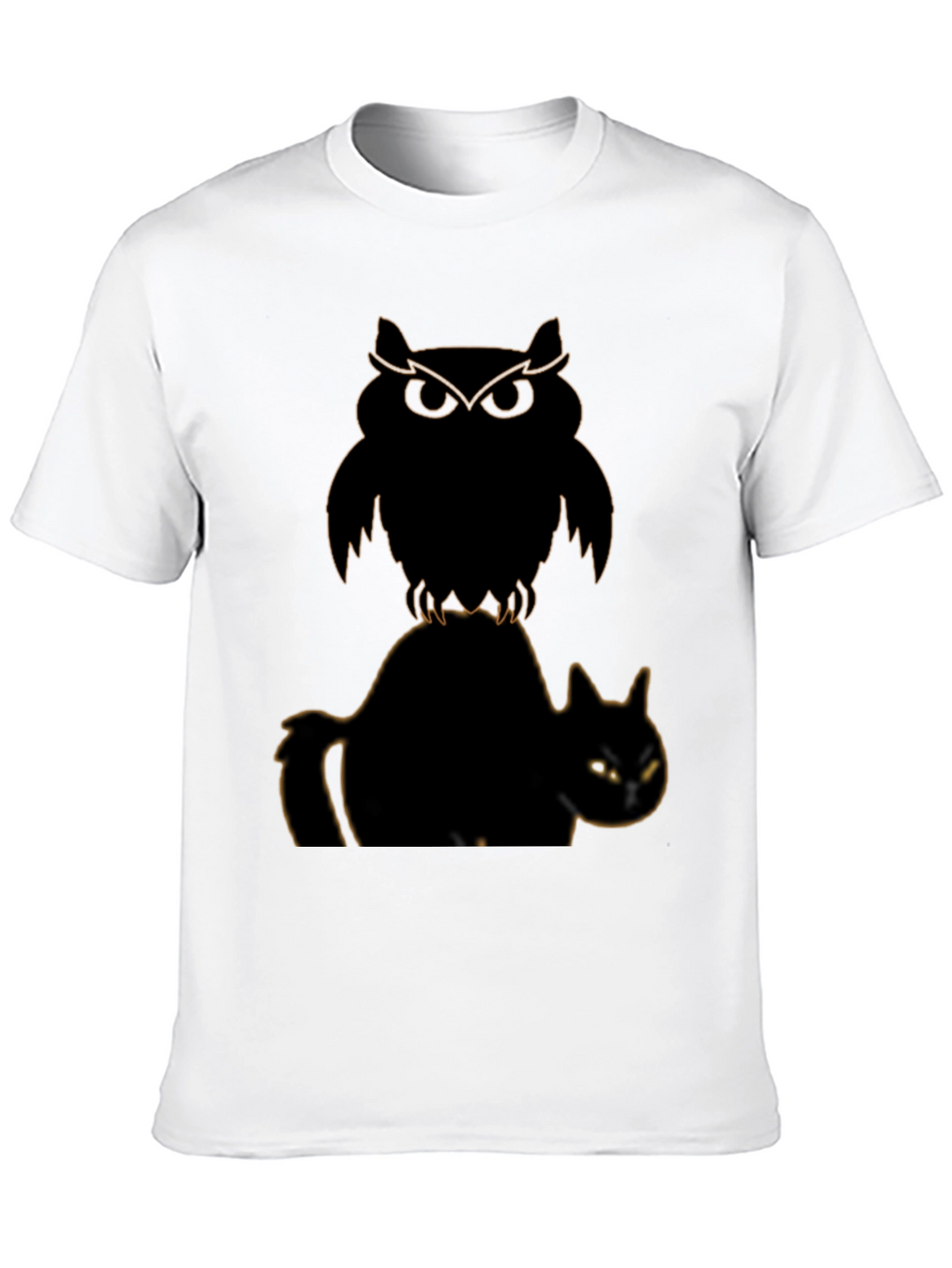 Owl and Cat Graphic T-Shirt