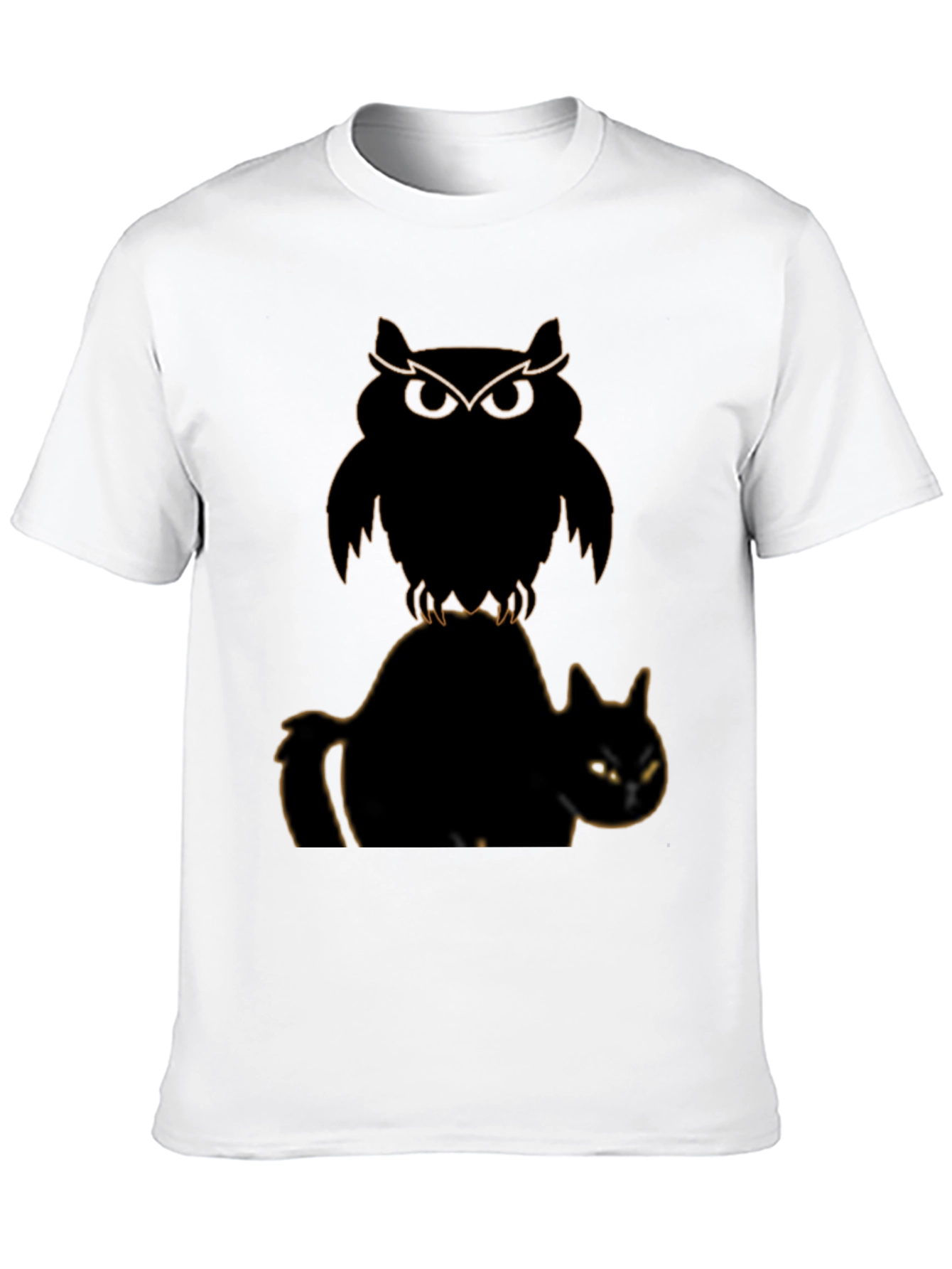 Owl and Cat Graphic T-Shirt