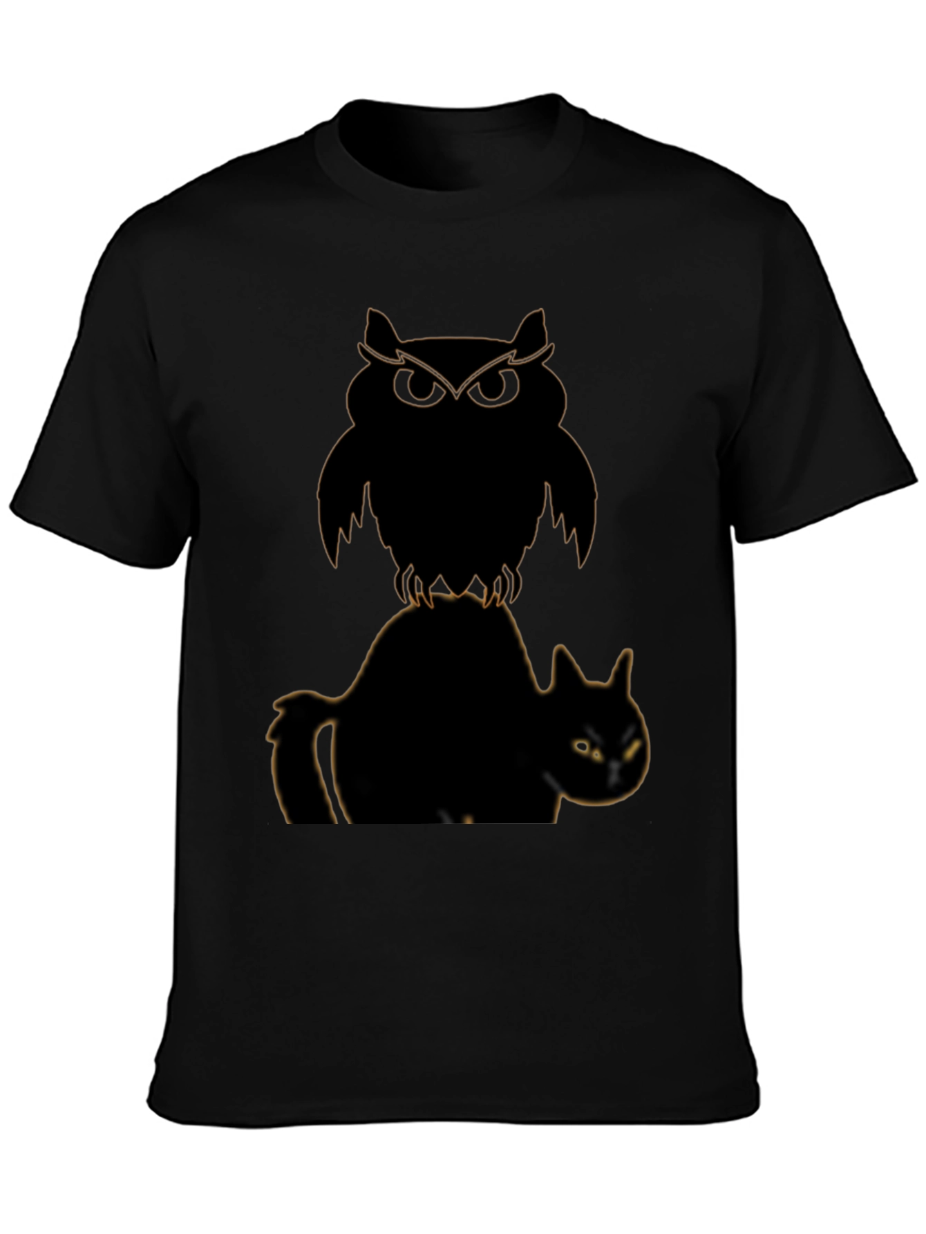 Owl and Cat Graphic T-Shirt