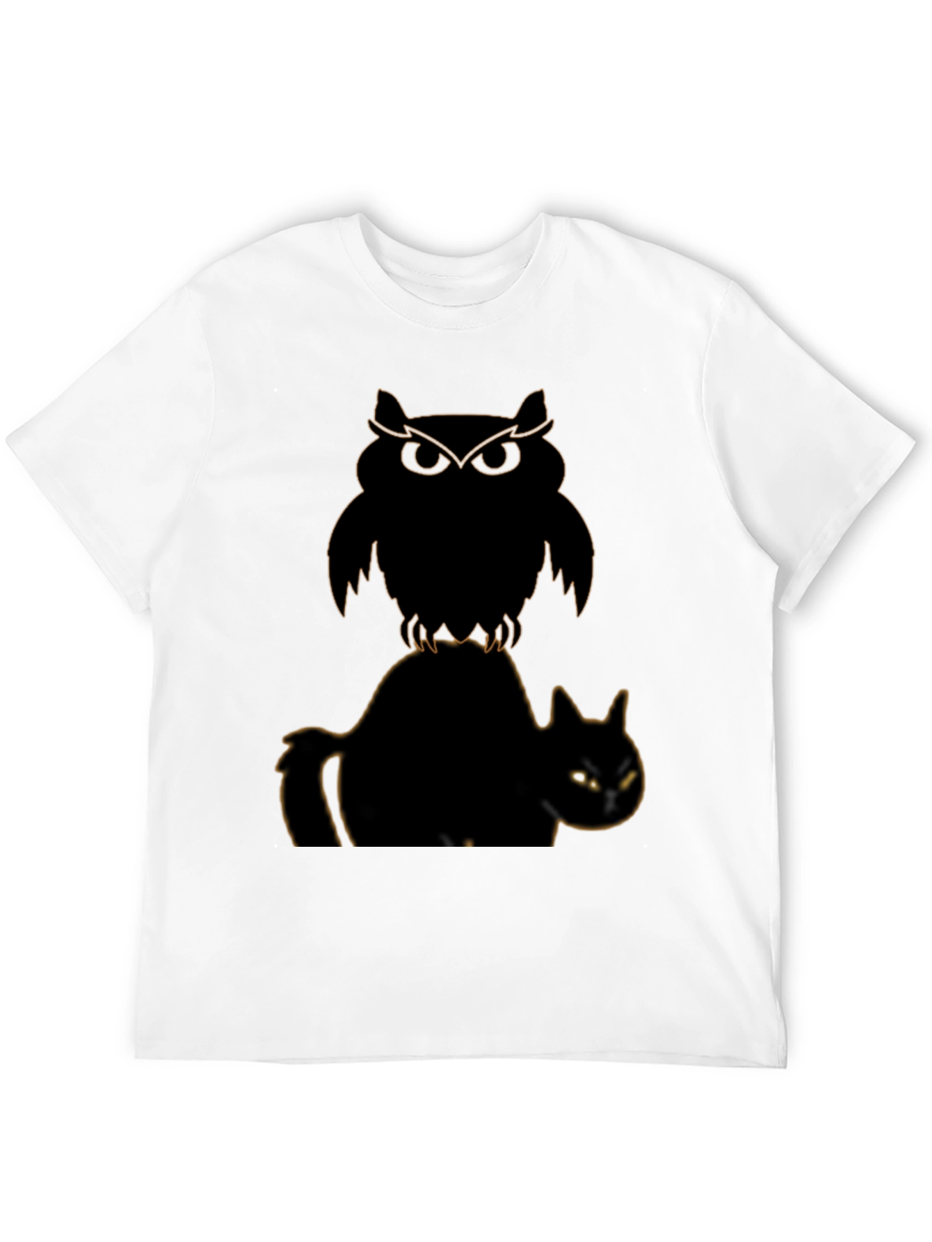 Owl and Cat Graphic T-Shirt