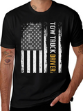 Tow Truck Driver American Flag Graphic T-Shirt