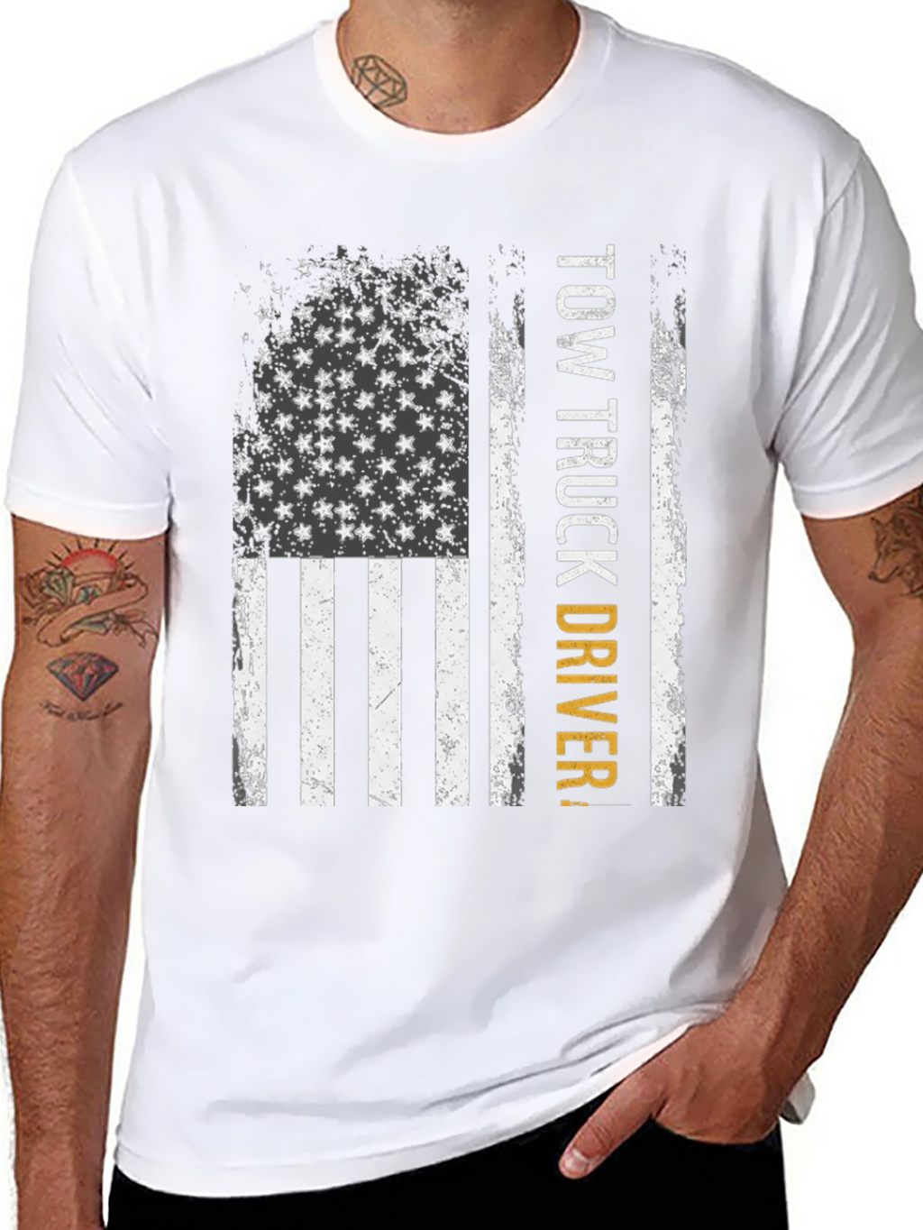Tow Truck Driver American Flag Graphic T-Shirt