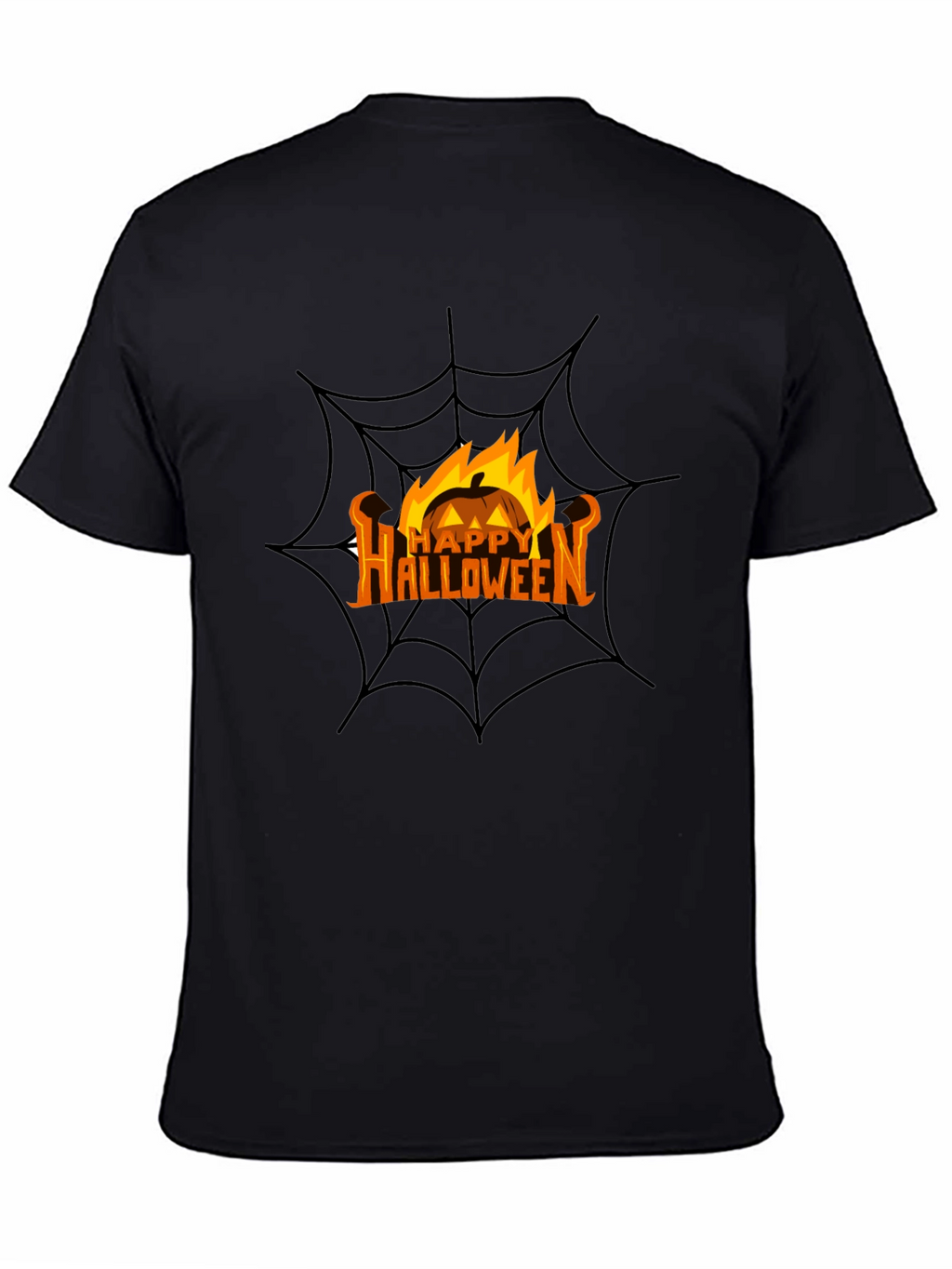 Happy Halloween Pumpkin Spiderweb Black T-Shirt