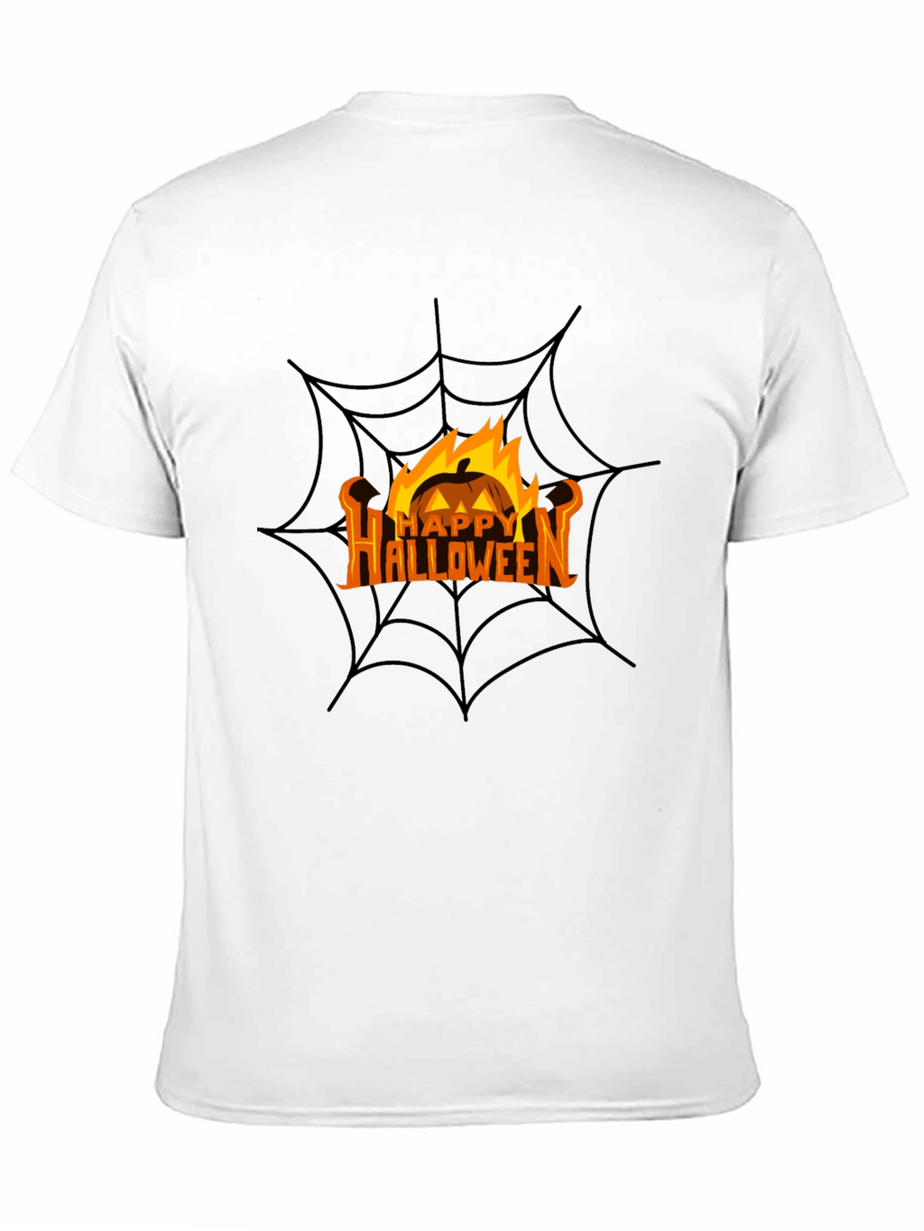 Happy Halloween Pumpkin Spiderweb Black T-Shirt
