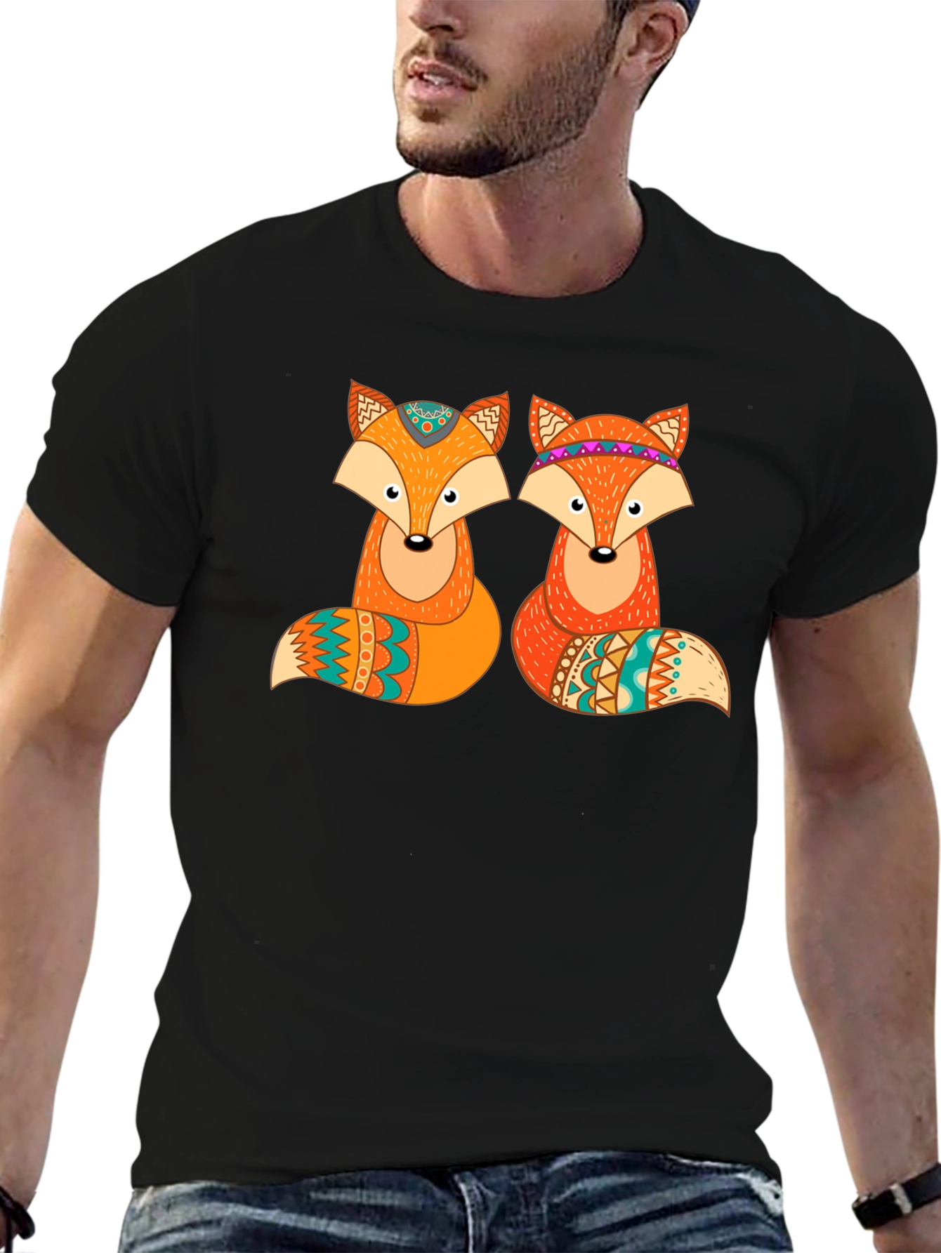 Fox Graphic Print Crew Neck T-Shirt