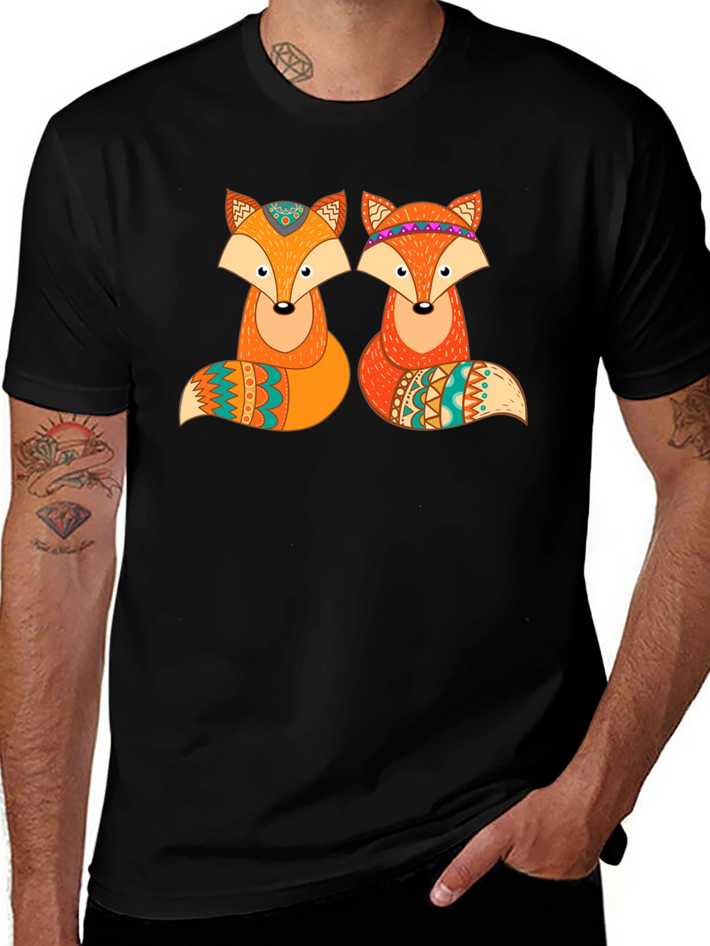 Fox Graphic Print Crew Neck T-Shirt