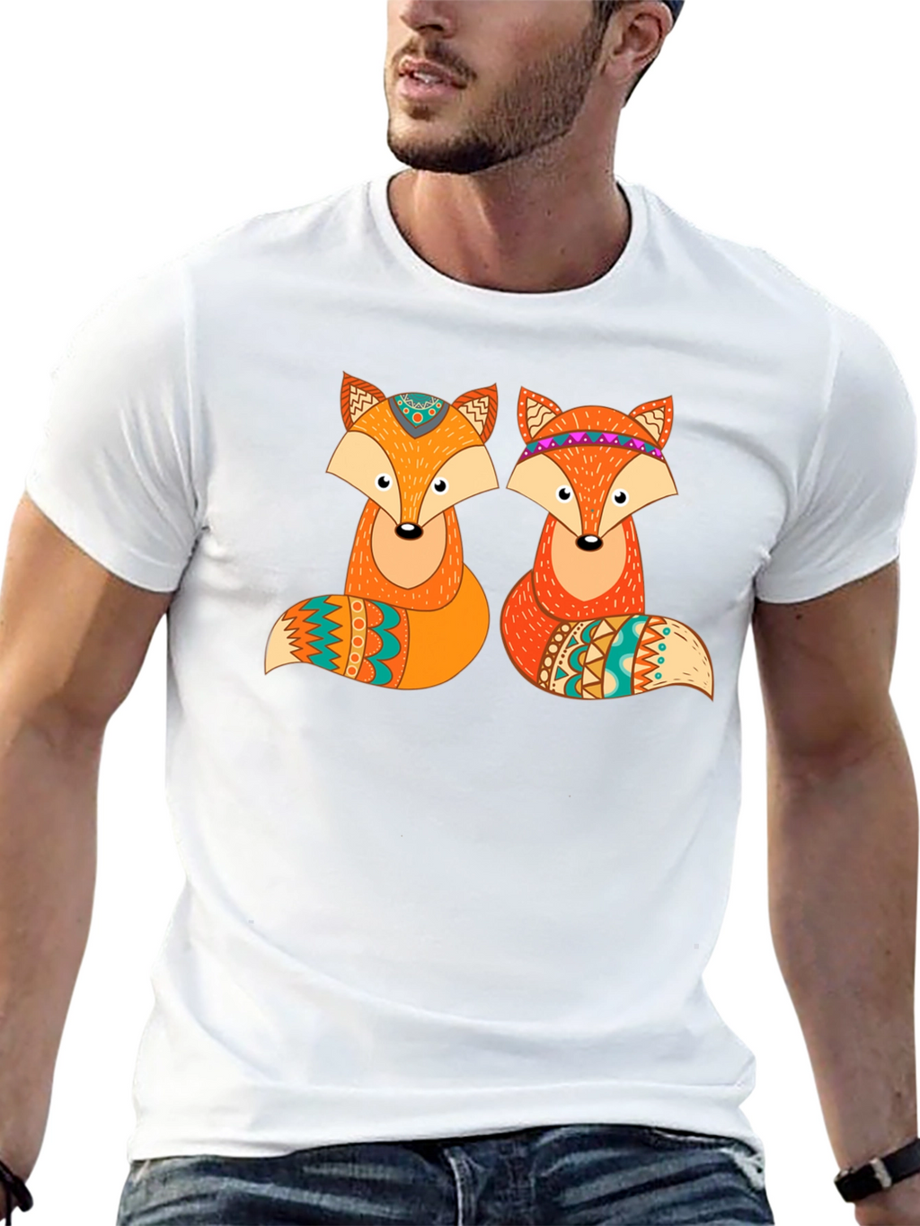 Fox Graphic Print Crew Neck T-Shirt