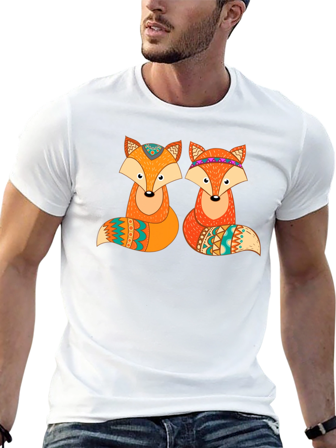 Fox Graphic Print Crew Neck T-Shirt
