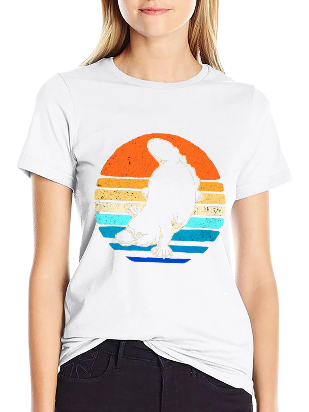 Retro Platypus Sunset T-Shirt - Black