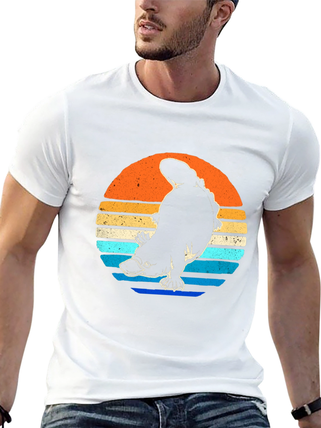 Retro Platypus Sunset T-Shirt - Black