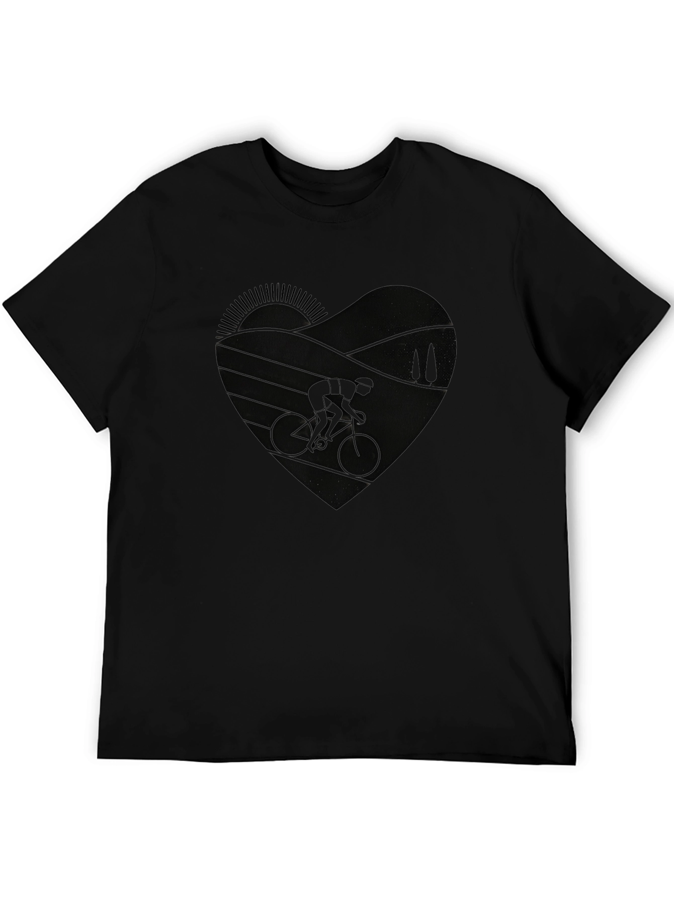 Cycling Heart Graphic Tee - Black Unisex T-Shirt