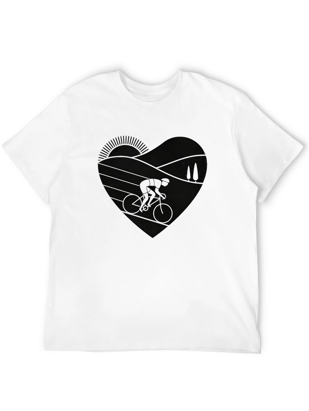Cycling Heart Graphic Tee - Black Unisex T-Shirt