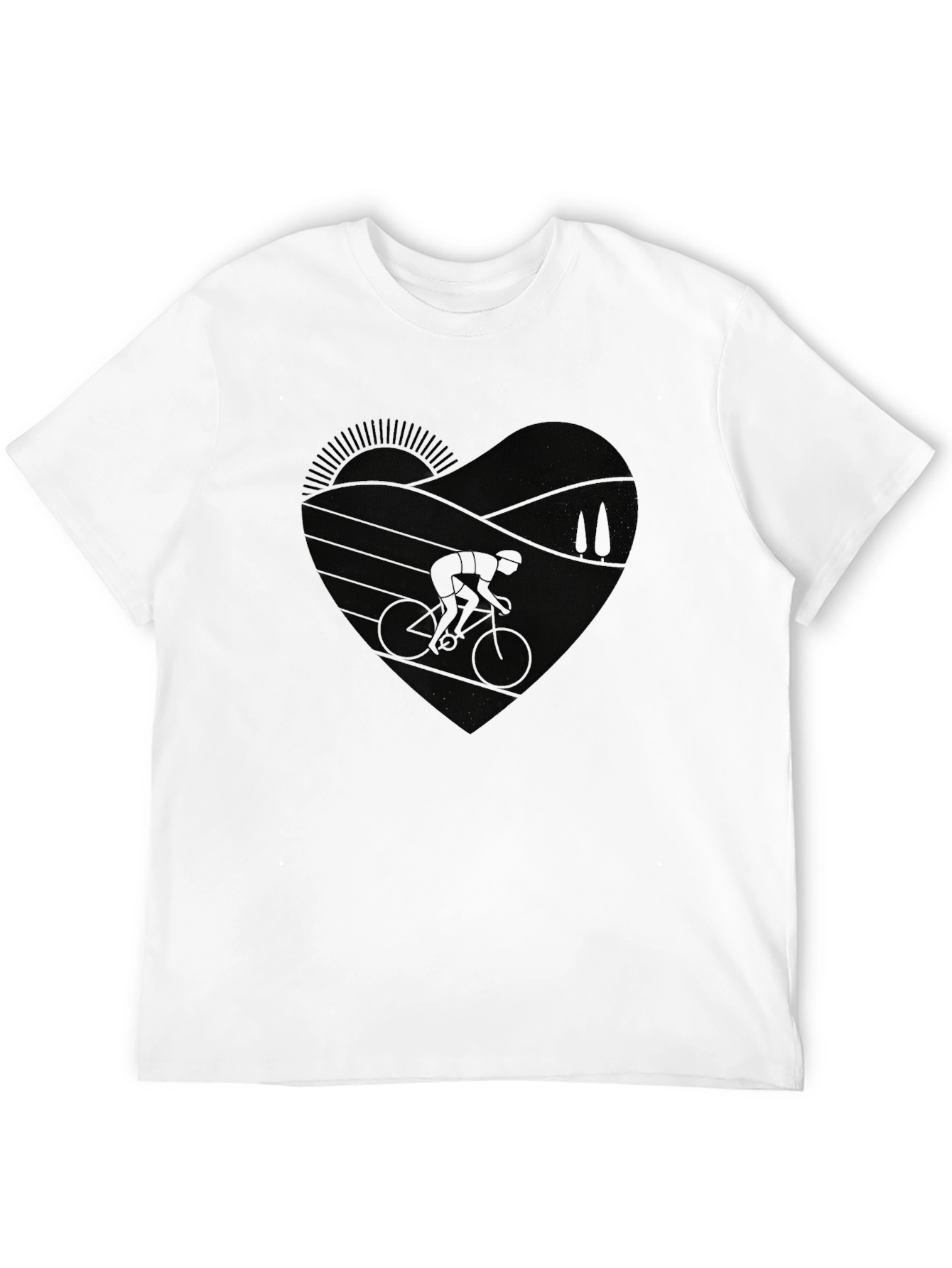 Cycling Heart Graphic Tee - Black Unisex T-Shirt