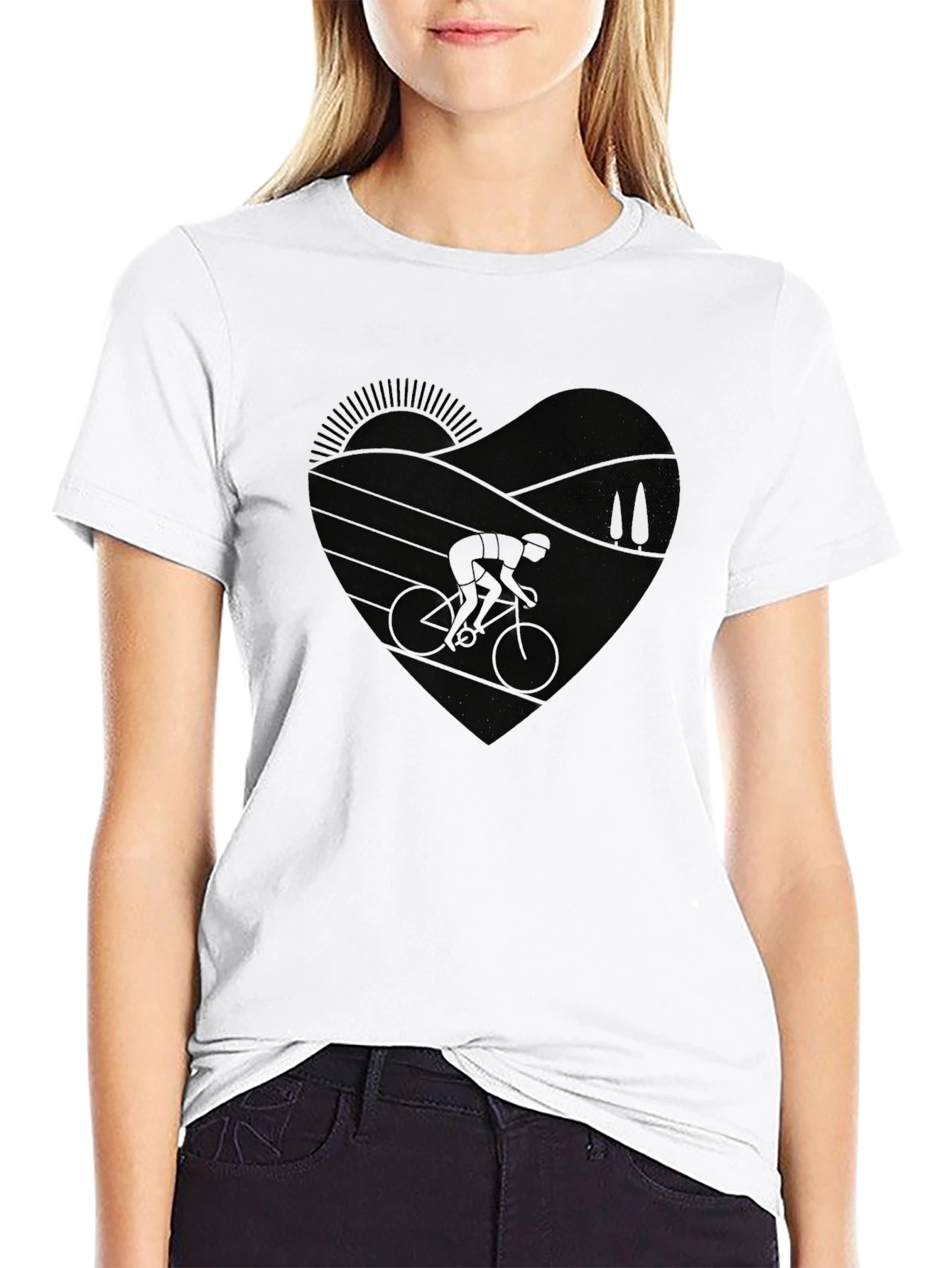 Cycling Heart Graphic Tee - Black Unisex T-Shirt
