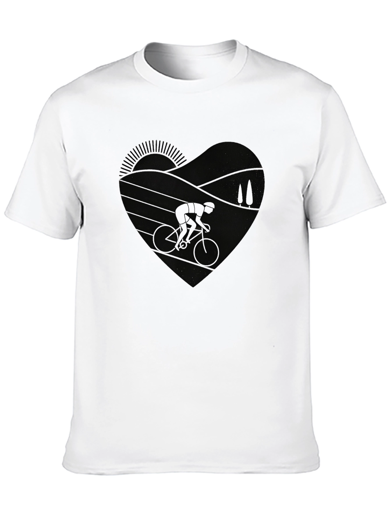 Cycling Heart Graphic Tee - Black Unisex T-Shirt