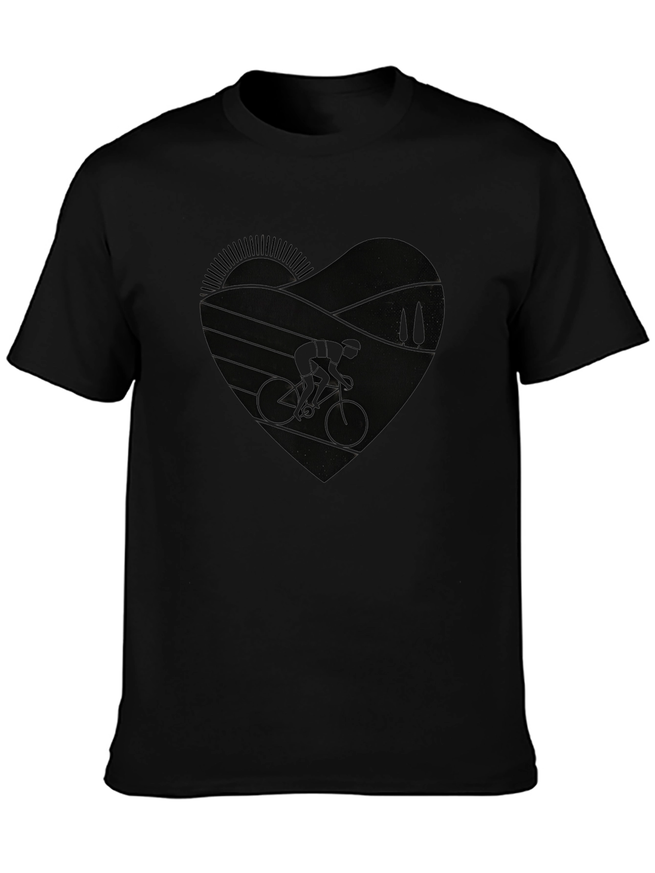 Cycling Heart Graphic Tee - Black Unisex T-Shirt