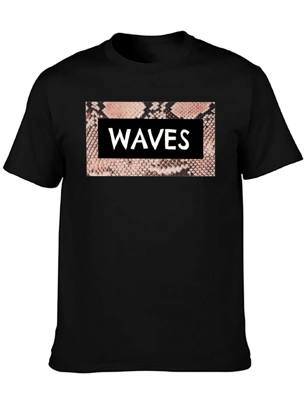 Waves Snake Print Graphic Tee - Black