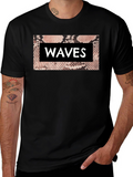 Waves Snake Print Graphic Tee - Black