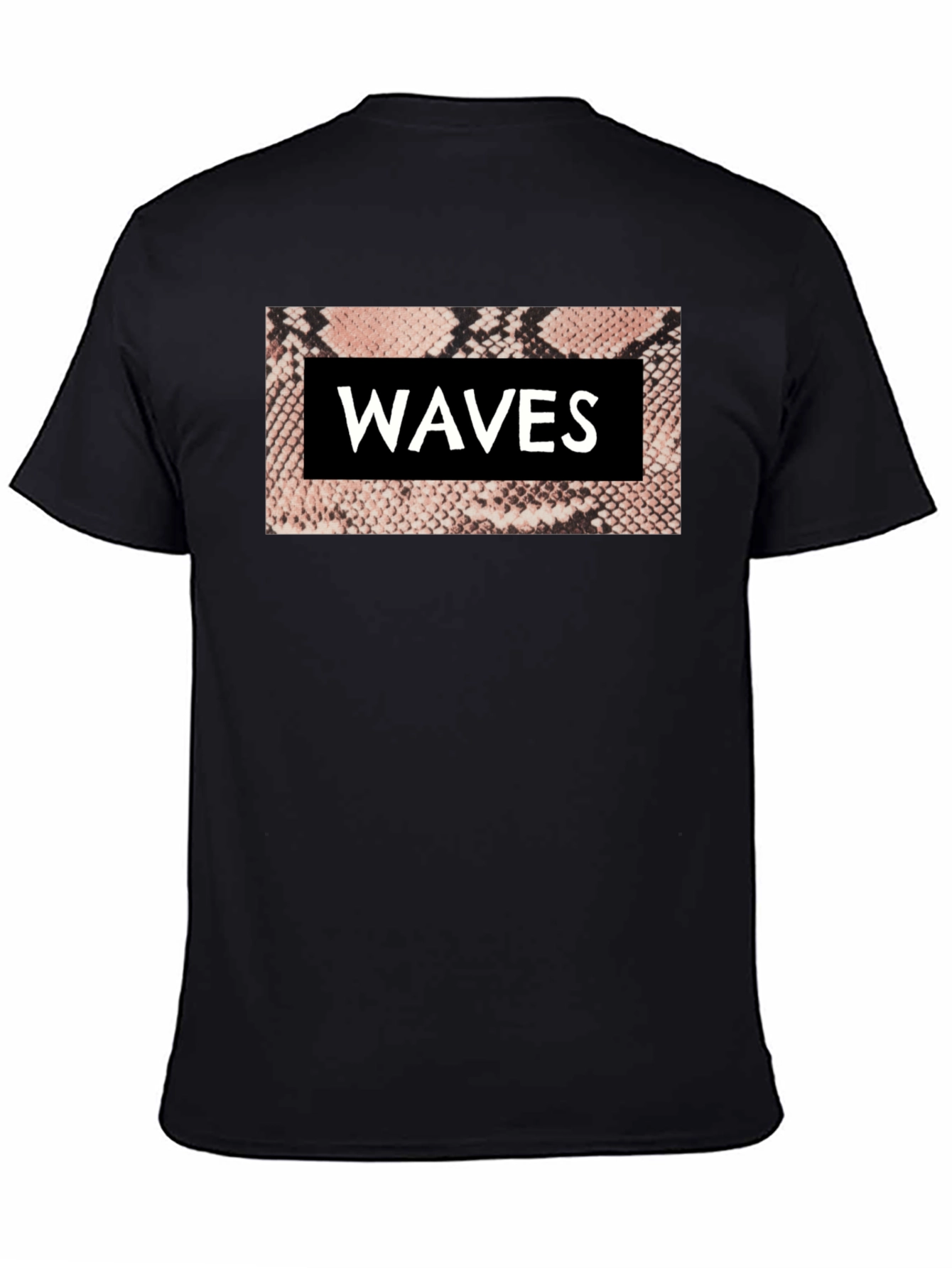 Waves Snake Print Graphic Tee - Black