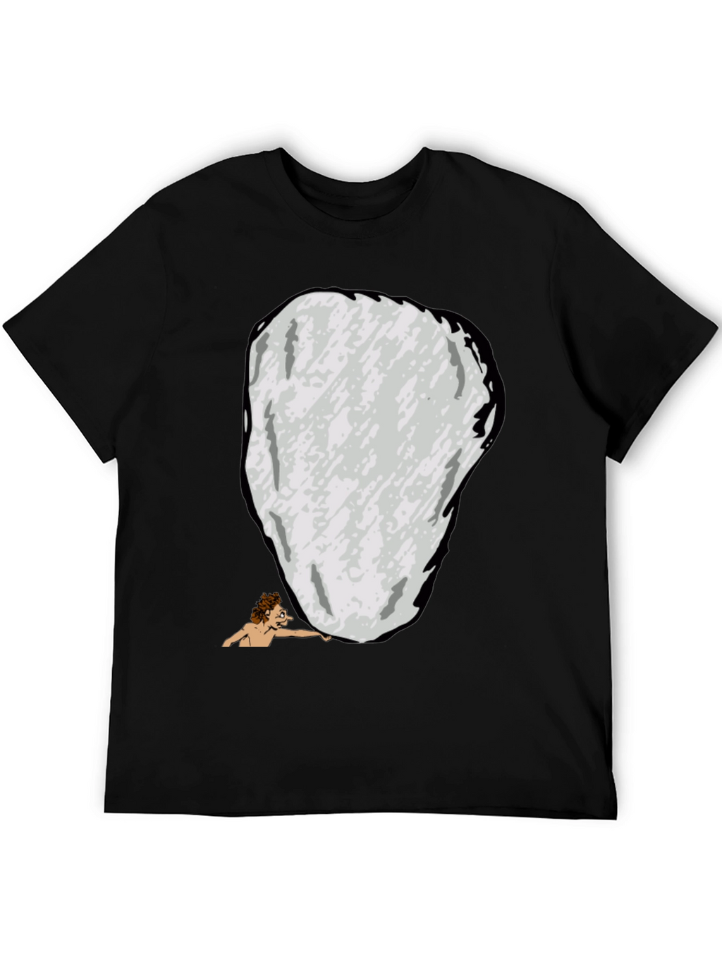 Funny Sisyphus Cartoon Graphic T-Shirt - Black