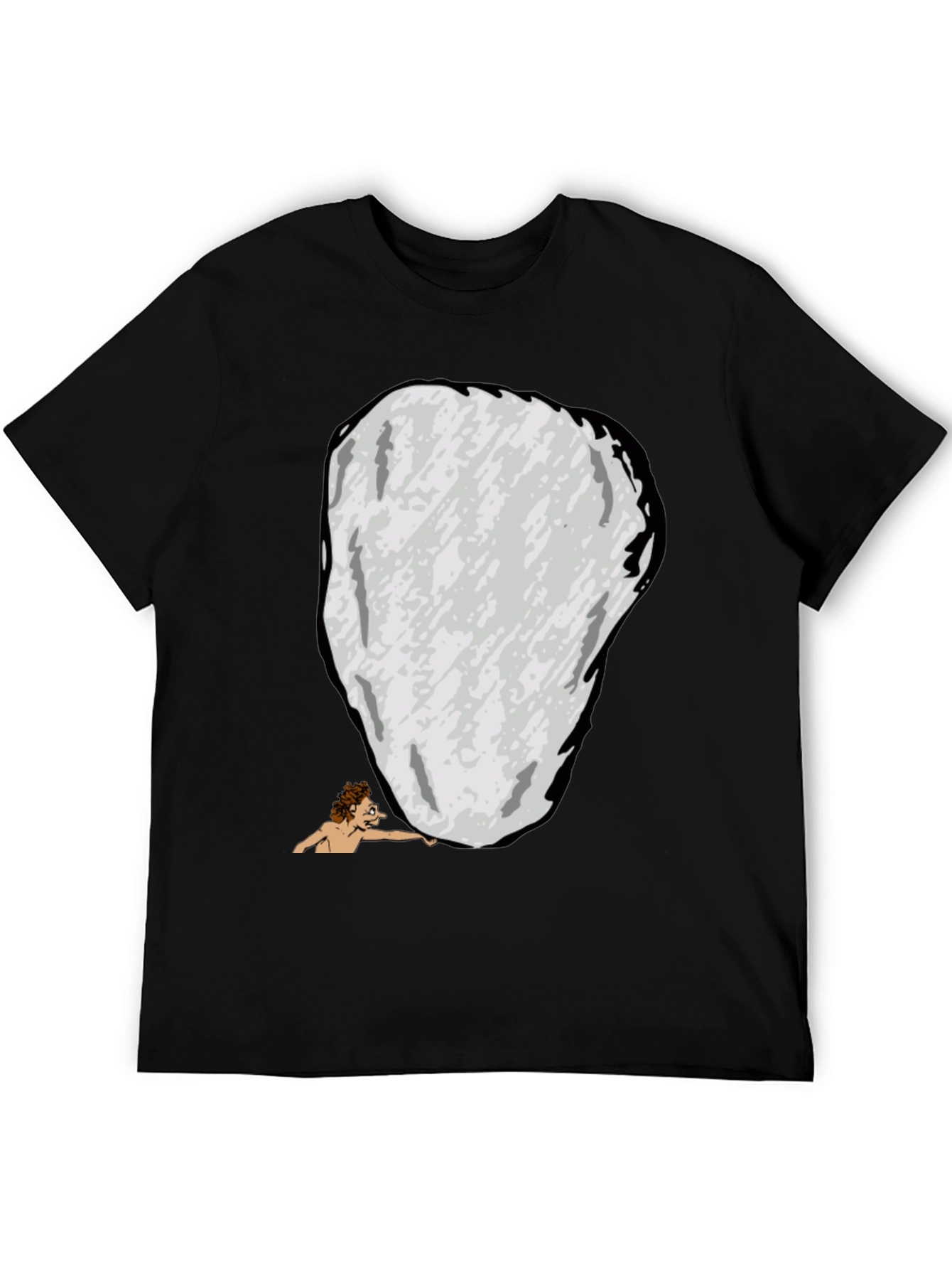 Funny Sisyphus Cartoon Graphic T-Shirt - Black