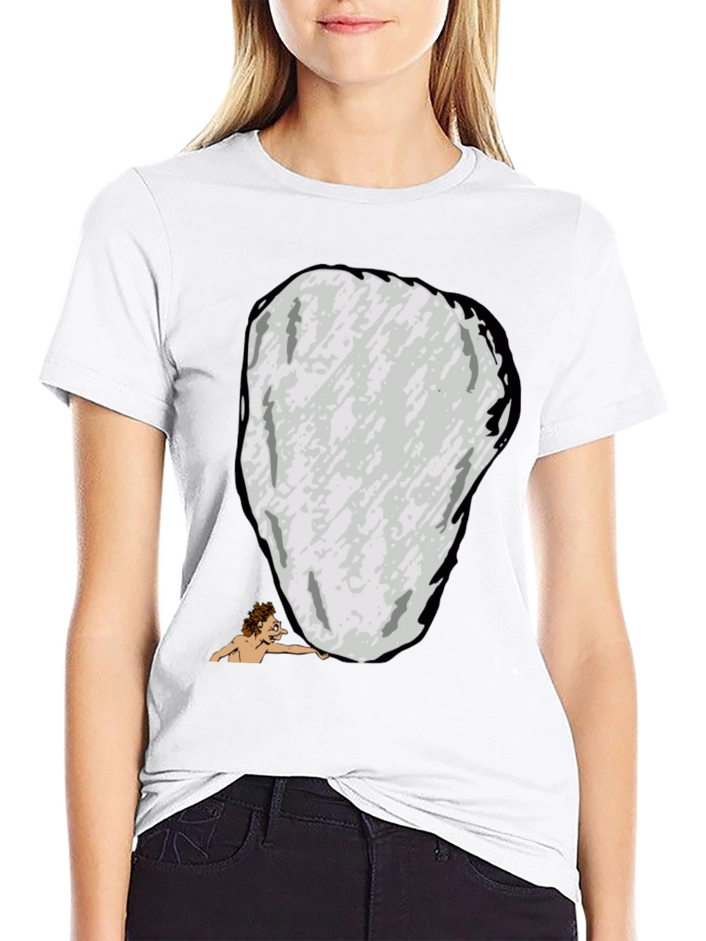 Funny Sisyphus Cartoon Graphic T-Shirt - Black