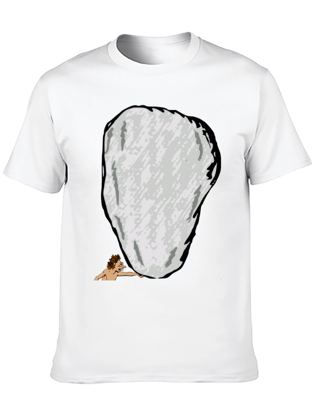 Funny Sisyphus Cartoon Graphic T-Shirt - Black