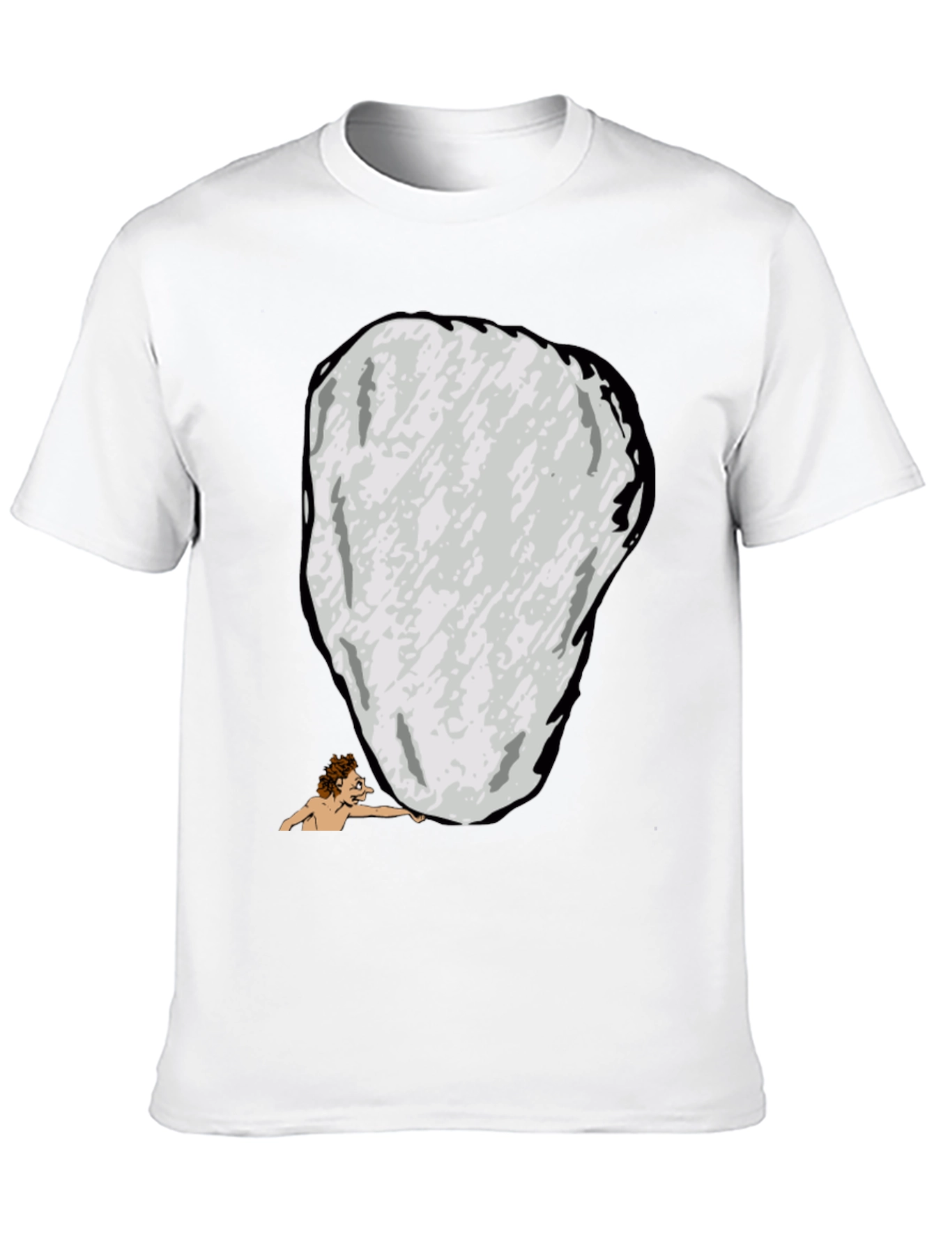 Funny Sisyphus Cartoon Graphic T-Shirt - Black