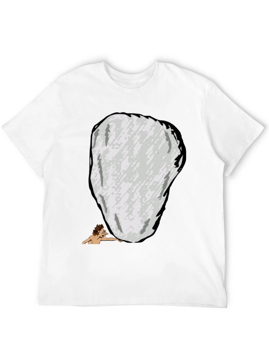 Funny Sisyphus Cartoon Graphic T-Shirt - Black