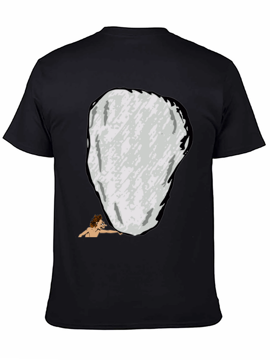 Funny Sisyphus Cartoon Graphic T-Shirt - Black