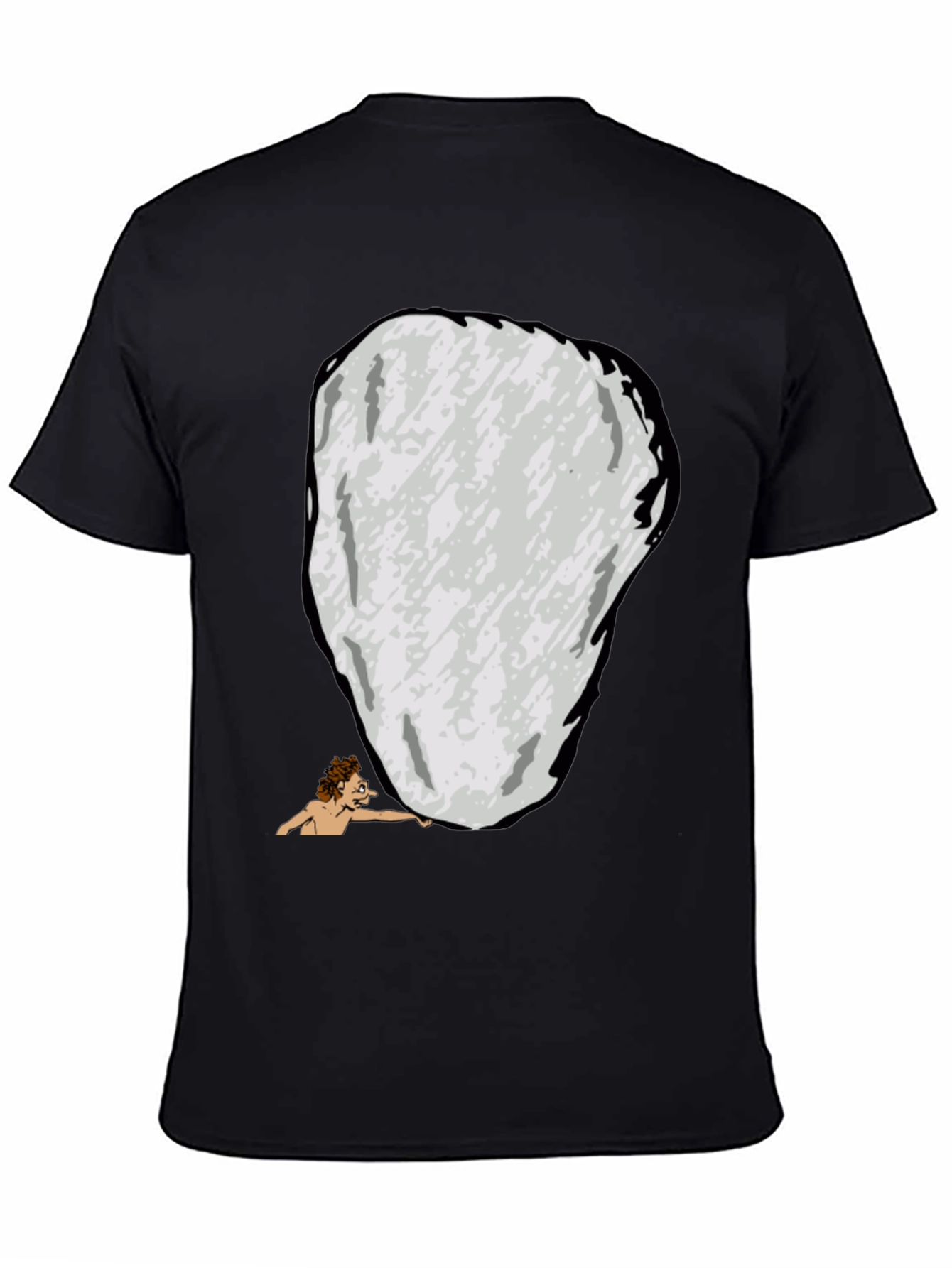 Funny Sisyphus Cartoon Graphic T-Shirt - Black