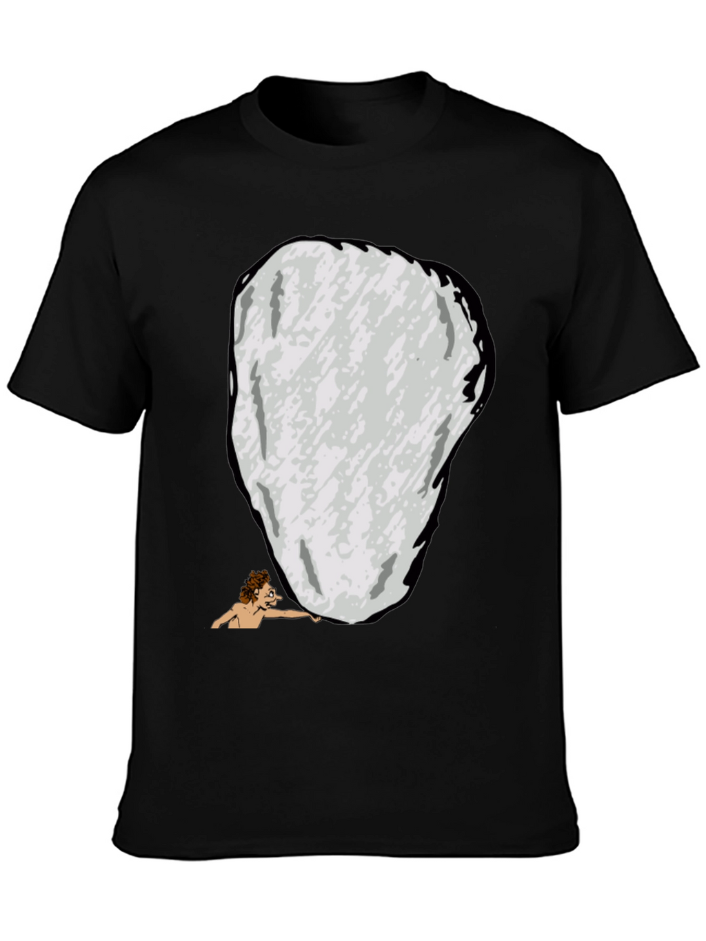 Funny Sisyphus Cartoon Graphic T-Shirt - Black
