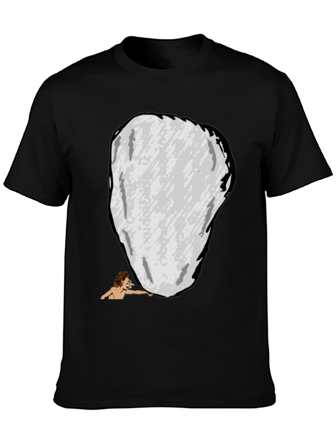 Funny Sisyphus Cartoon Graphic T-Shirt - Black