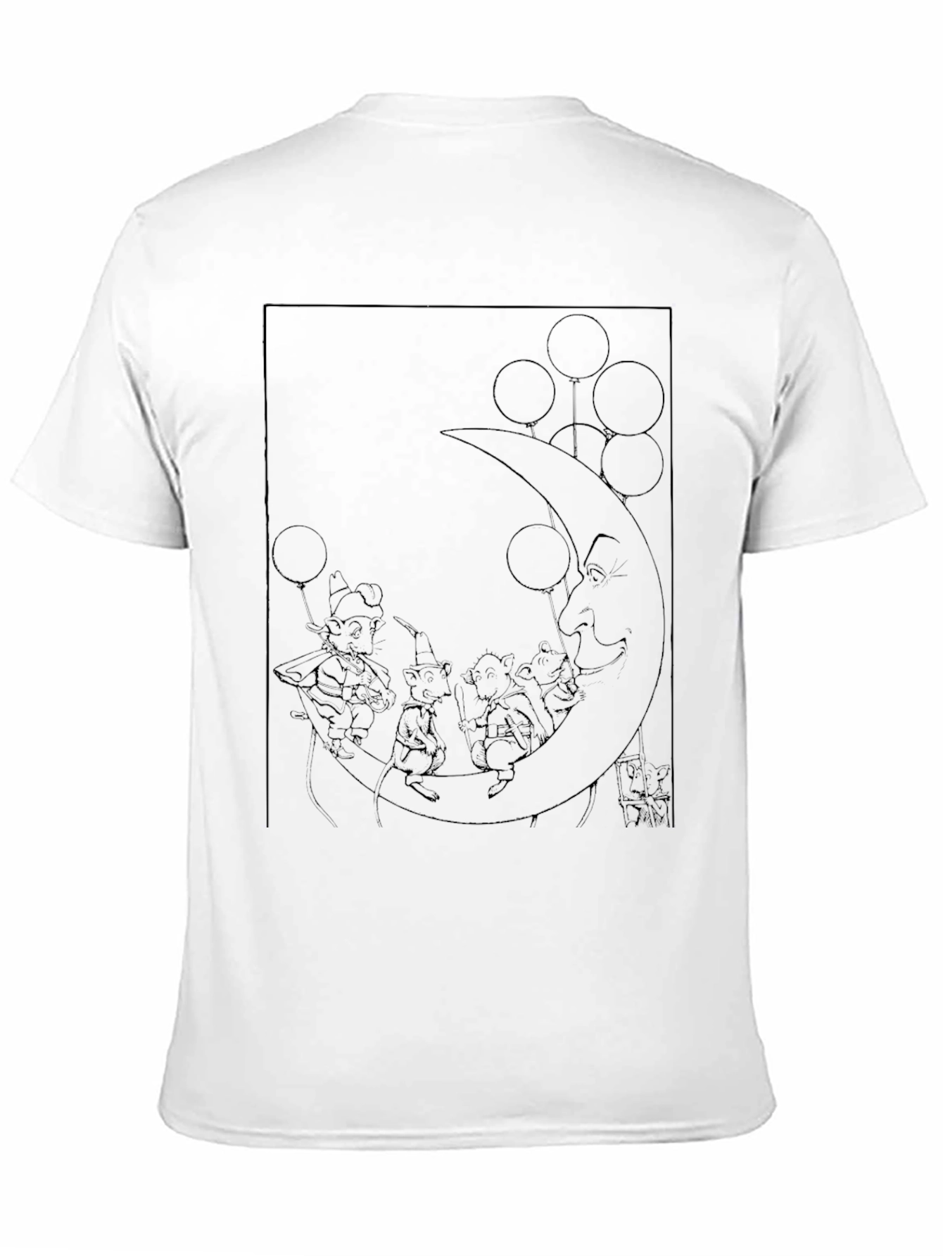 Whimsical Moon Mice Graphic Tee - Black