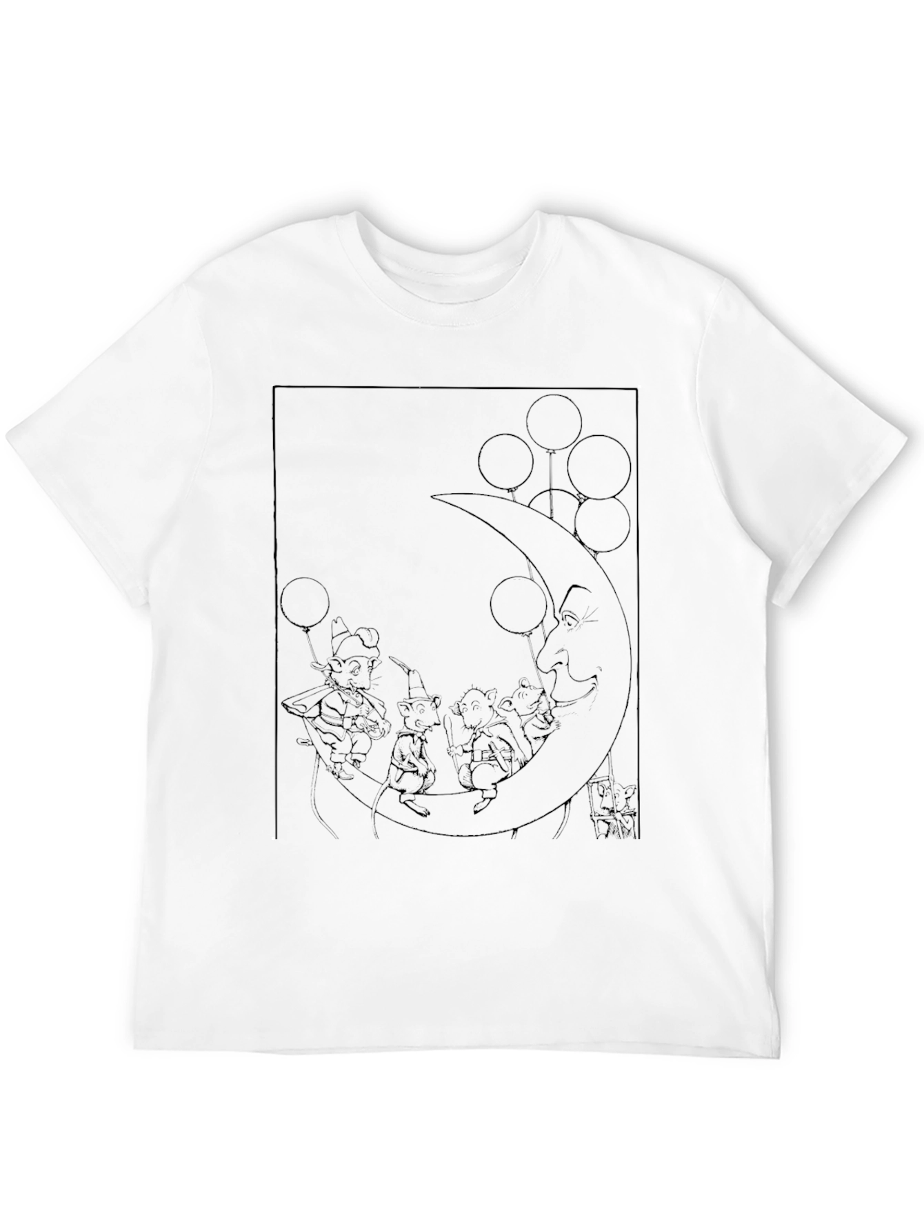 Whimsical Moon Mice Graphic Tee - Black