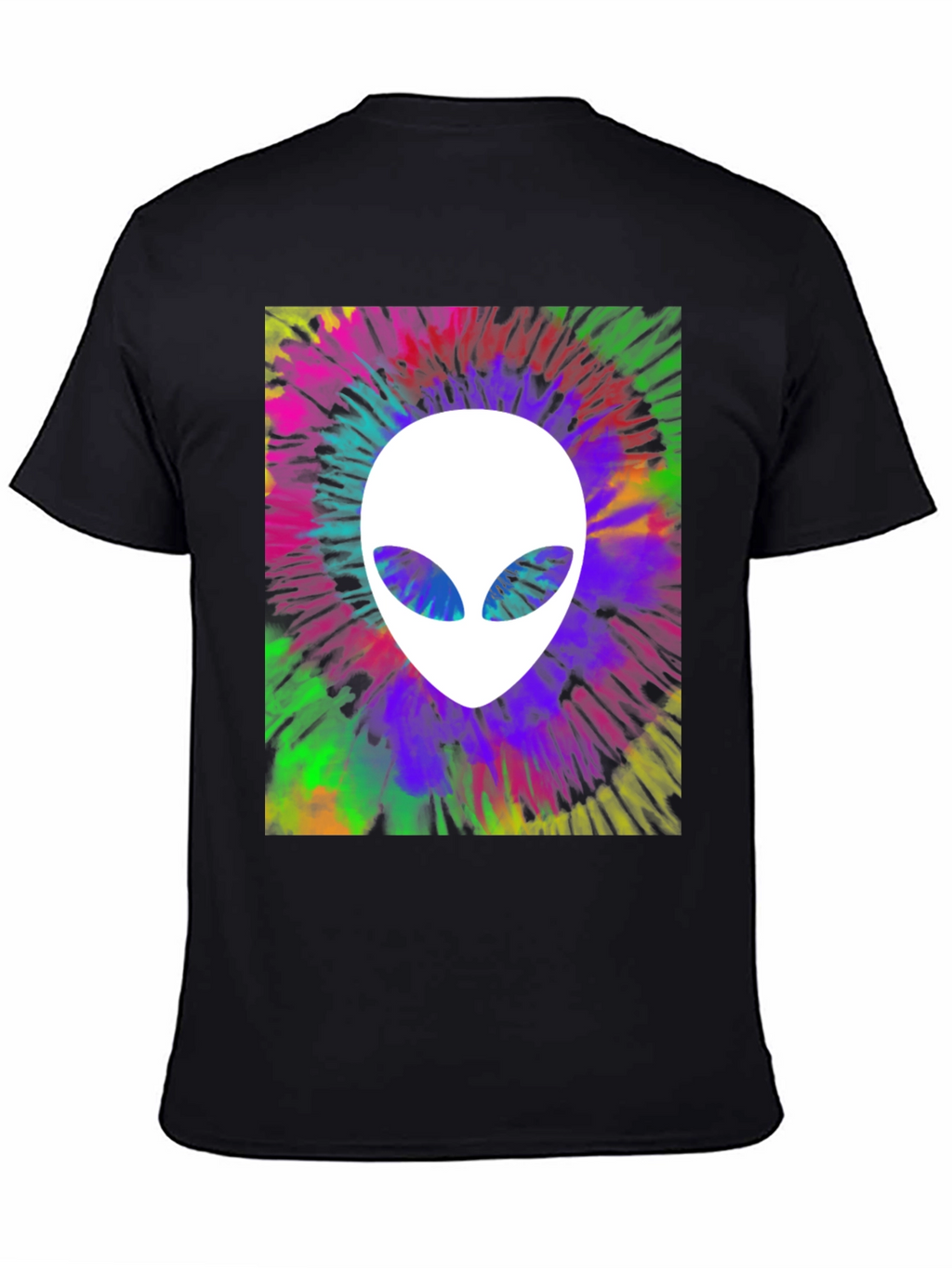 Retro Alien Tie-Dye Graphic Tee - Black