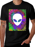 Retro Alien Tie-Dye Graphic Tee - Black
