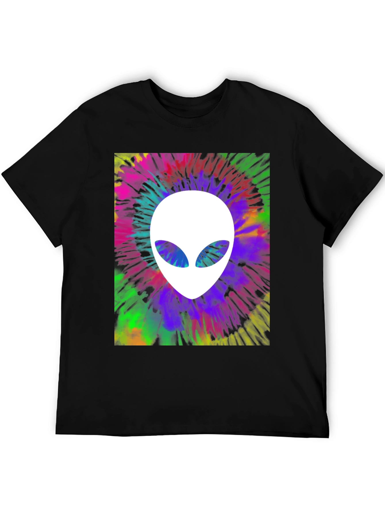 Retro Alien Tie-Dye Graphic Tee - Black
