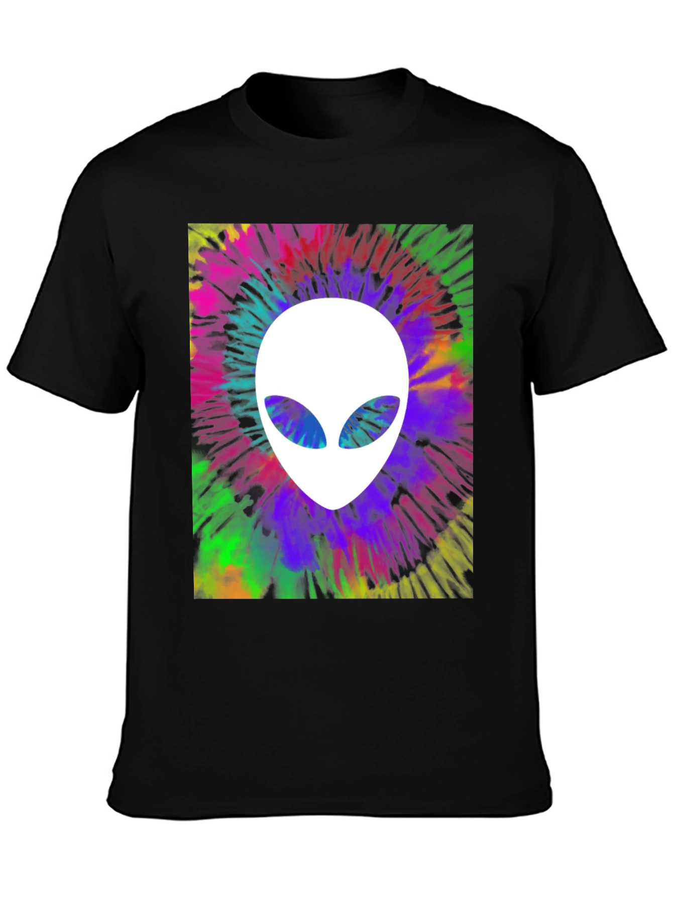 Retro Alien Tie-Dye Graphic Tee - Black