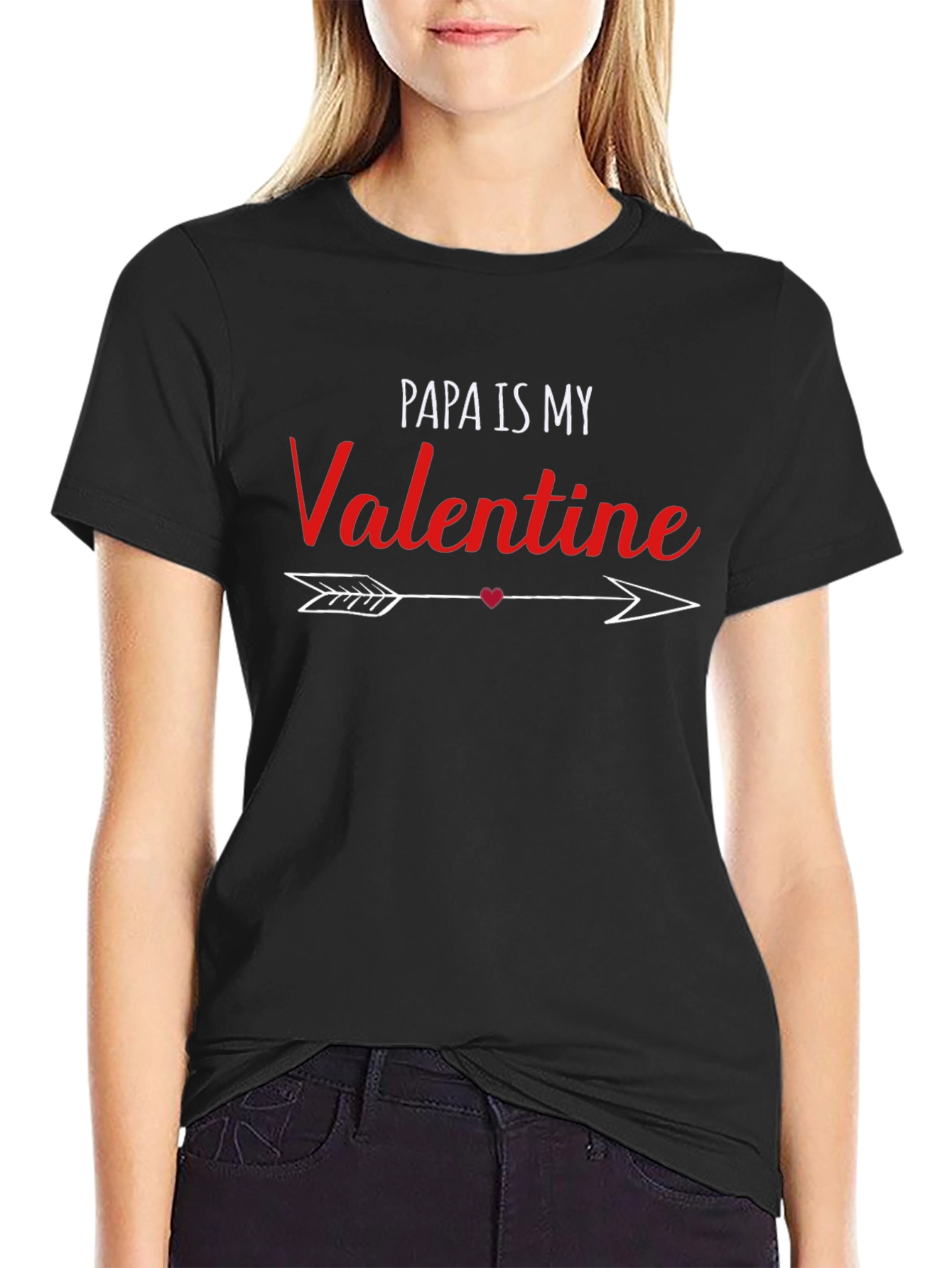 Papa Is My Valentine T-Shirt - Black Graphic Tee