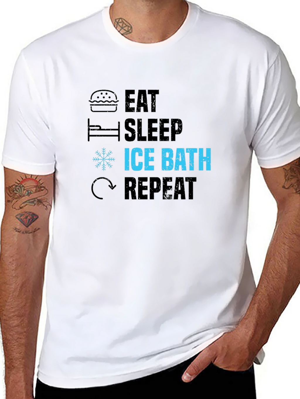 Eat Sleep Ice Bath Repeat Black T-Shirt