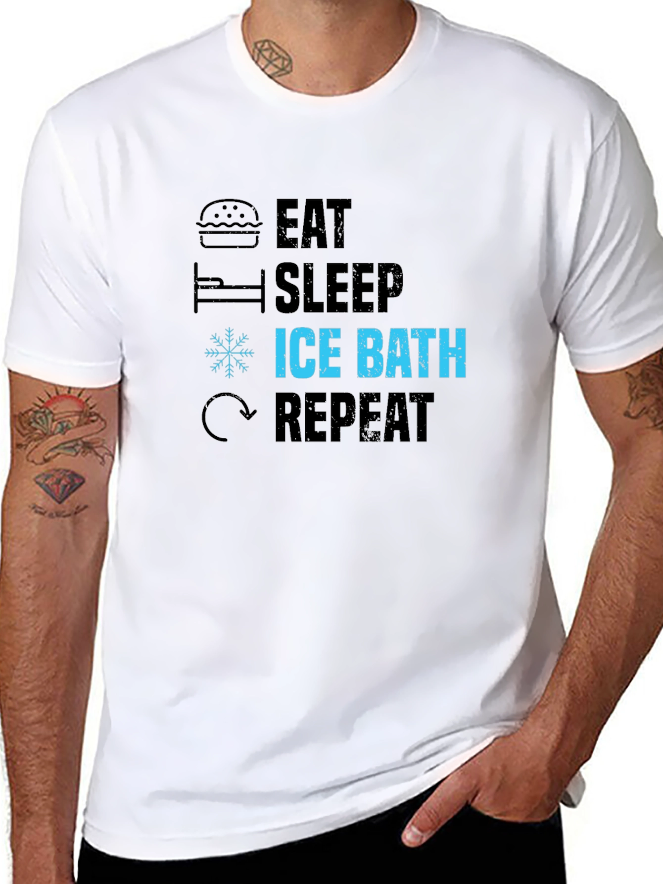 Eat Sleep Ice Bath Repeat Black T-Shirt