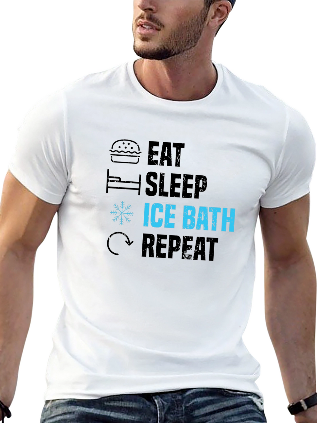 Eat Sleep Ice Bath Repeat Black T-Shirt