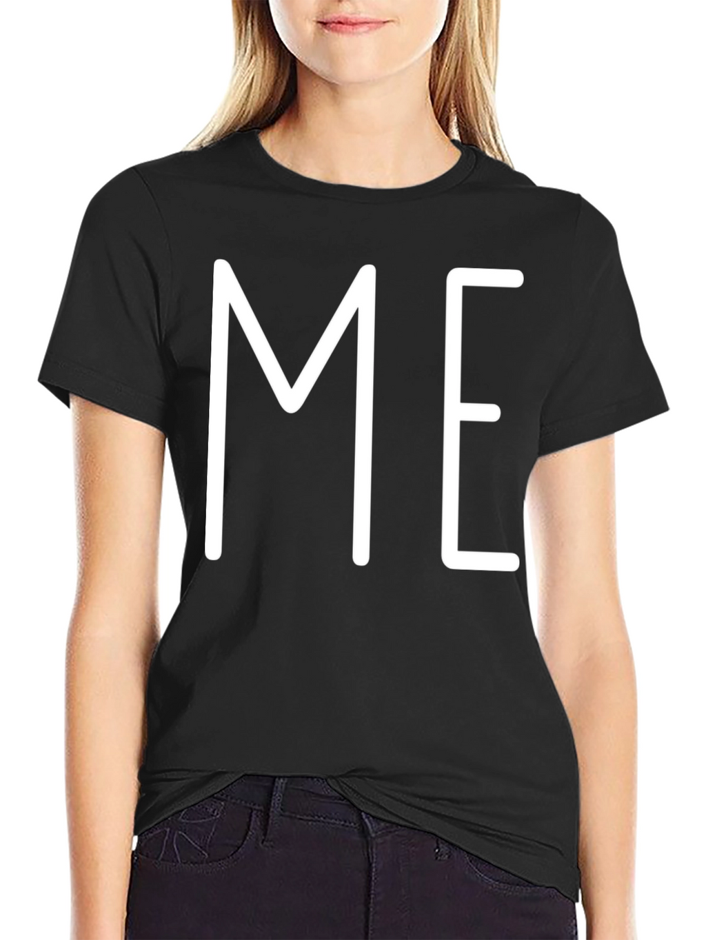 Minimalist ME Graphic Print Black T-Shirt