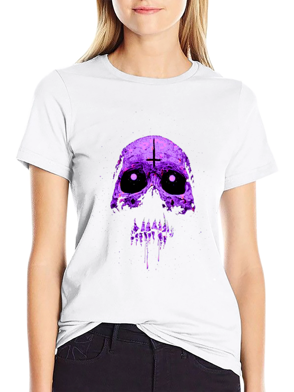 Purple Skull Graphic T-Shirt