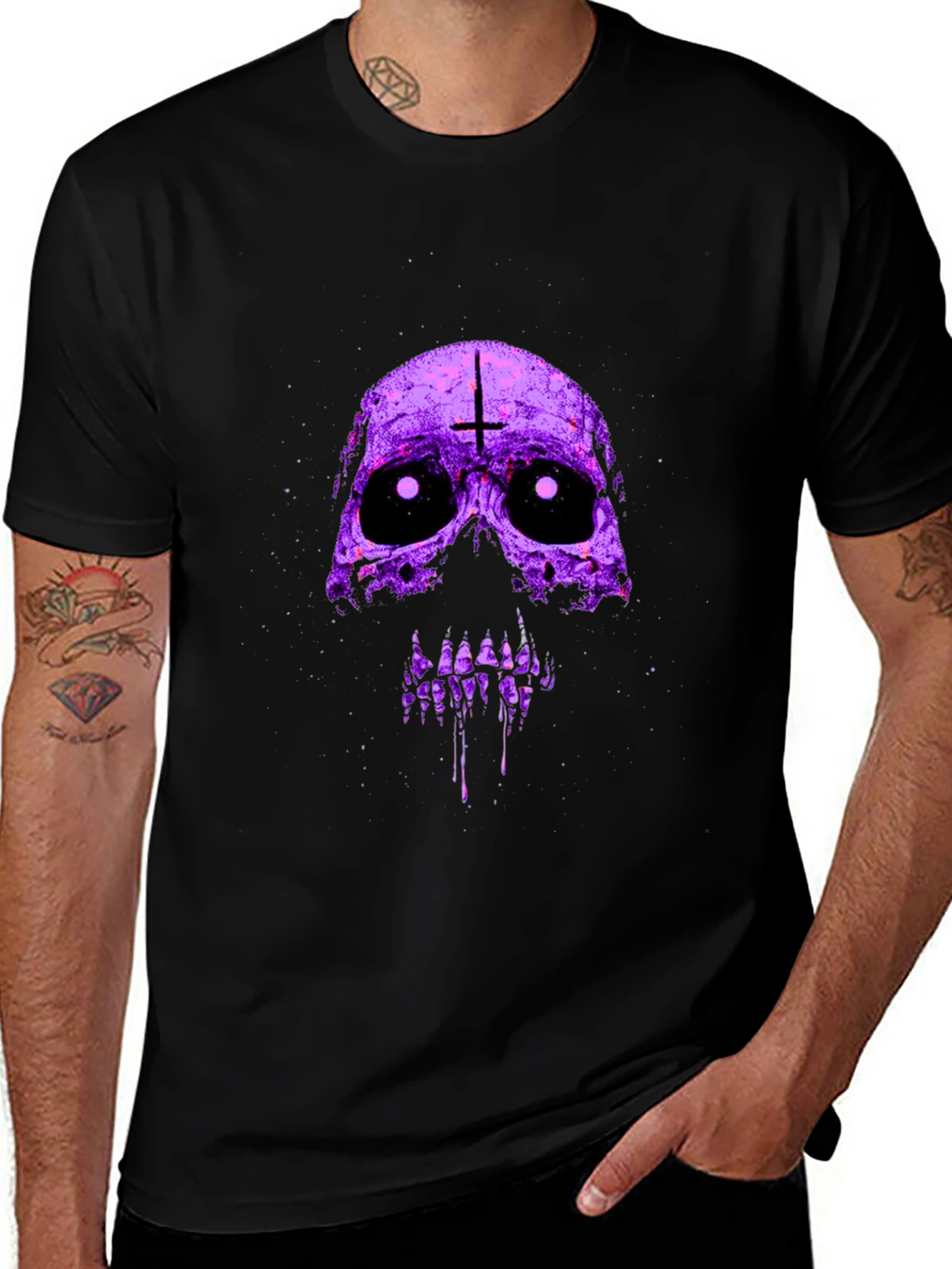 Purple Skull Graphic T-Shirt