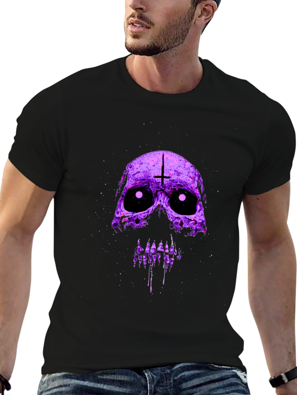 Purple Skull Graphic T-Shirt