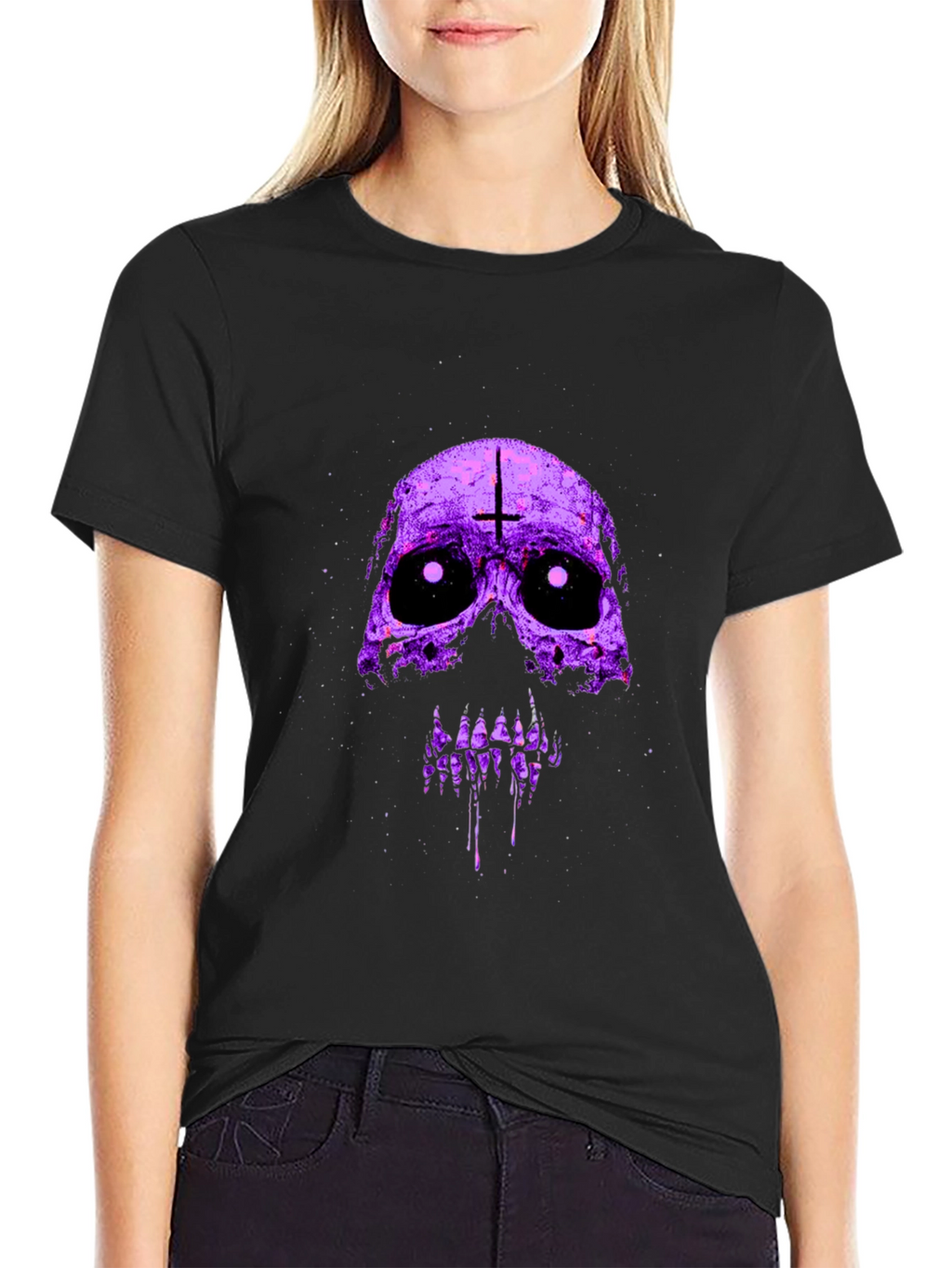 Purple Skull Graphic T-Shirt