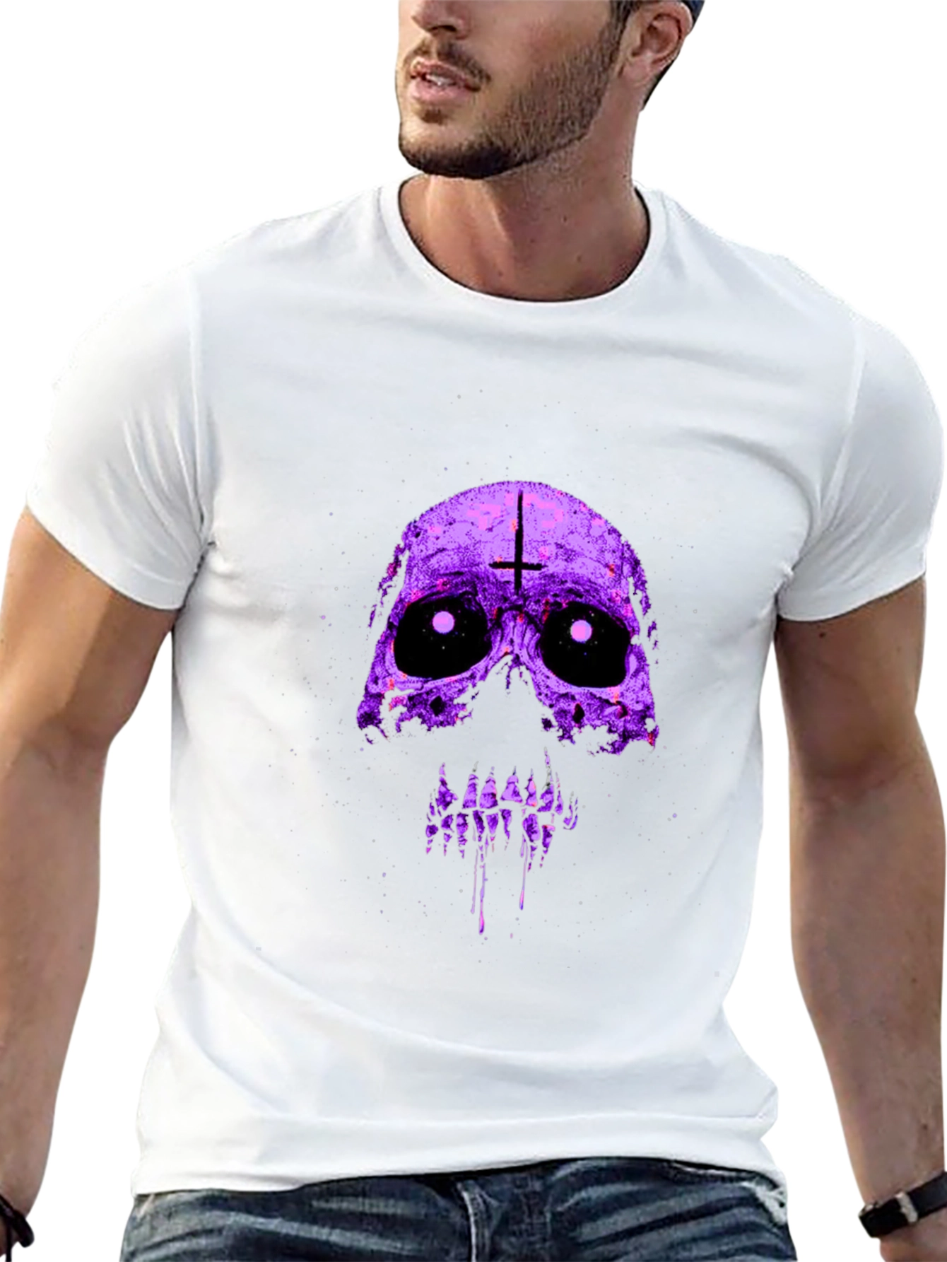Purple Skull Graphic T-Shirt
