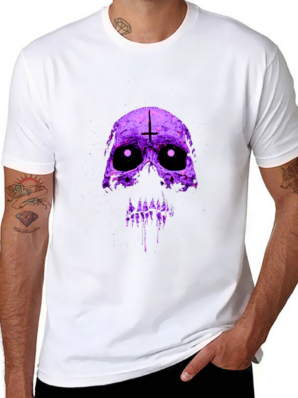 Purple Skull Graphic T-Shirt